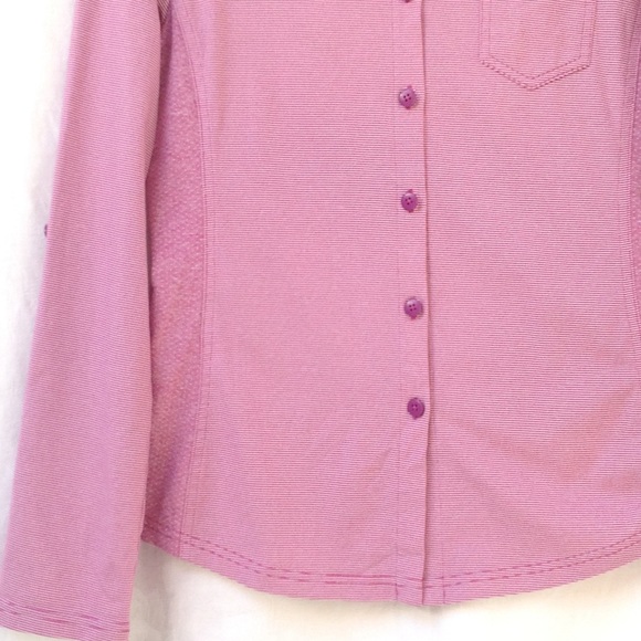 Prana Stripes Top Kinley Shirt Women's Medium Collared Long Sleeves Button Front - Picture 6 of 12